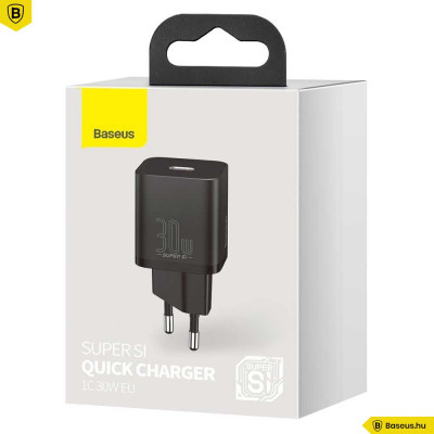 Baseus Super Si USB-C gyors hálózati töltő 30W - Fekete
