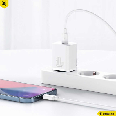 Baseus Super Si USB-C gyors hálózati töltő 30W - Fehér