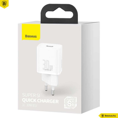 Baseus Super Si USB-C gyors hálózati töltő 30W - Fehér