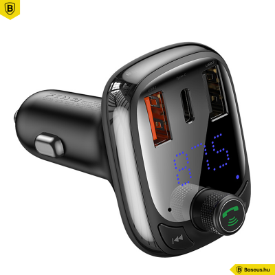 Baseus T typed S-13 FM Transmitter, MP3 lejátszó, Bluetooth kihangosító és 36W QC 4.0 töltő