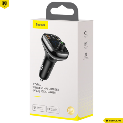 Baseus T typed S-13 FM Transmitter, MP3 lejátszó, Bluetooth kihangosító és 36W QC 4.0 töltő