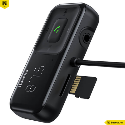 Baseus T Type S-16 vezeték nélküli Bluetooth MP3-lejátszó+2USB autós töltő - Fekete