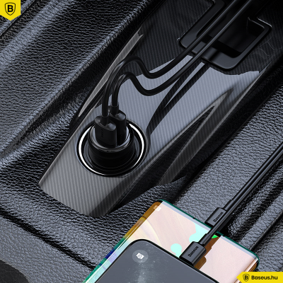 Baseus T Type S-16 vezeték nélküli Bluetooth MP3-lejátszó+2USB autós töltő - Fekete