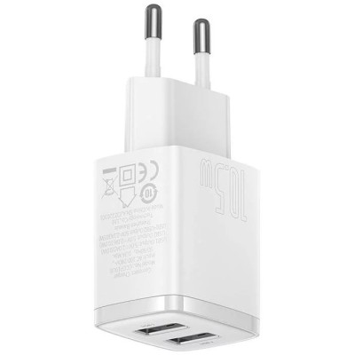 Baseus Compact töltő Quick Charger, 2x USB, 10.5W, fehér