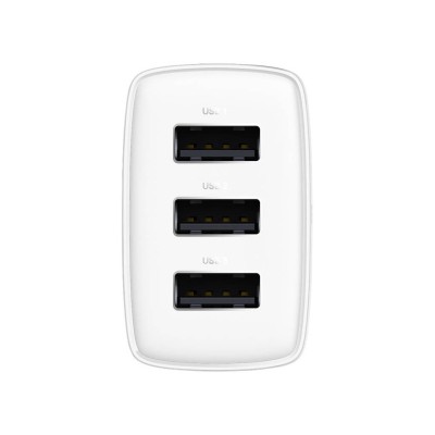 Baseus kompakt gyorstöltő, hálózati töltő, 3x USB, 17W (fehér)