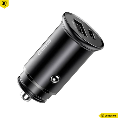 Baseus Circular Metal PPS gyors autóstöltő 30W (VOOC támogatással) - Fekete