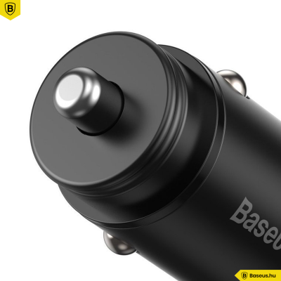 Baseus Circular Metal PPS gyors autóstöltő 30W (VOOC támogatással) - Fekete