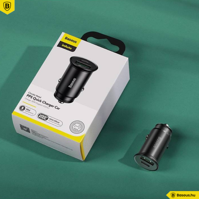 Baseus Circular Metal PPS gyors autóstöltő 30W (VOOC támogatással) - Fekete