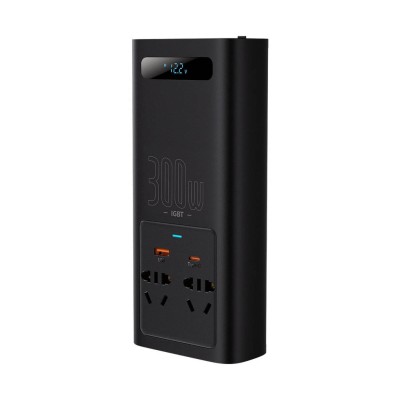 Baseus autós inverter 300W, 220V, CN / EU  (fekete)