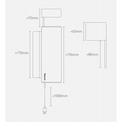 Baseus Deluxe fém autós rendszerező pohártartóval, 2x USB töltővel, ezüst