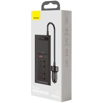 Baseus autós inverter 150W, 220V, CN / EU (fekete)