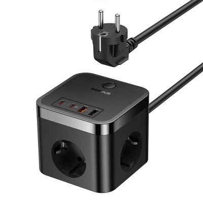 Baseus PowerCombo fali töltő 3AC+2U+2C 30W, 1,5m (fekete)