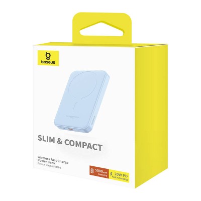 Baseus Magnetic Mini (MagSafe) Powerbank, 5000mAh, 20W (kék)