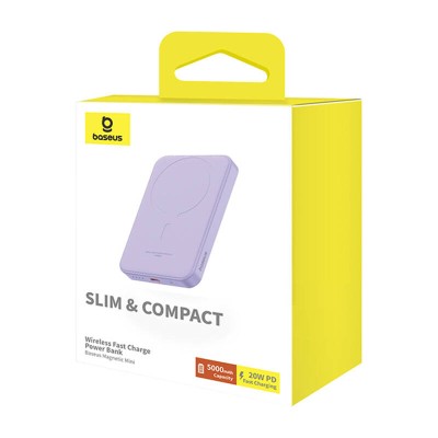 Baseus Magnetic Mini (MagSafe) Powerbank, 5000mAh, 20W (lila)
