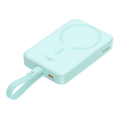 Baseus Magnetic Mini Powerbank, 10000mAh,Lightning,USB-C, 20W, MagSafe (menta)