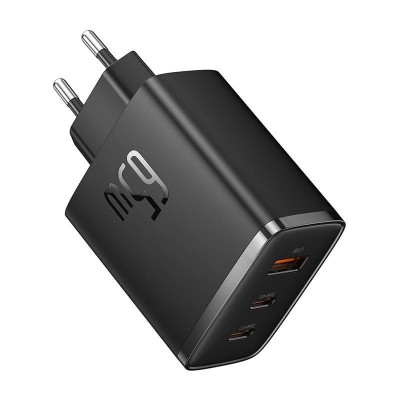 Baseus OS-Cube Pro 2xUSB-C + USB, 65W hálózati töltő (fekete)