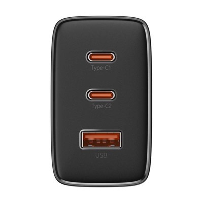 Baseus OS-Cube Pro 2xUSB-C + USB, 65W hálózati töltő (fekete)