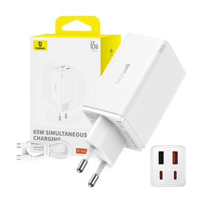Baseus GAN6 Pro gyorstöltő, 2xUSB-C + 2xUSB, 65W (fehér)