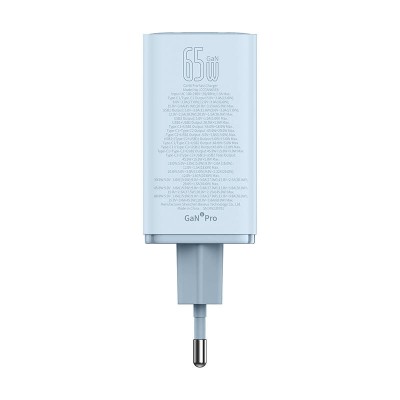 Baseus GAN6 Pro gyorstöltő, 2xUSB-C + 2xUSB, 65W (kék)