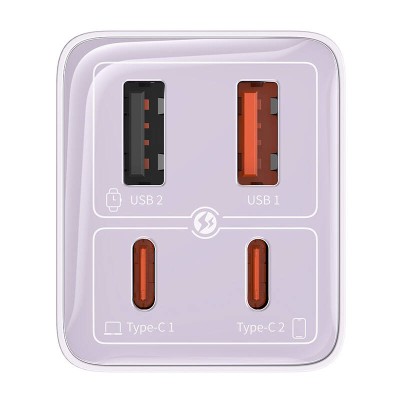 Baseus GAN6 Pro gyorstöltő, 2xUSB-C + 2xUSB, 65W (lila)