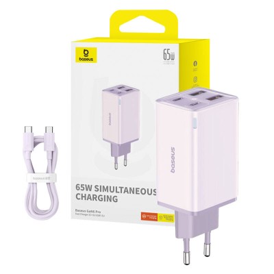 Baseus GAN6 Pro gyorstöltő, 2xUSB-C + 2xUSB, 65W (lila)