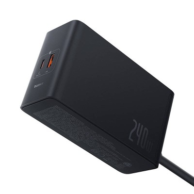 Baseus Digital GaN töltő, 3x USB-C + USB + DC, 240W + 1 m kábel (fekete)