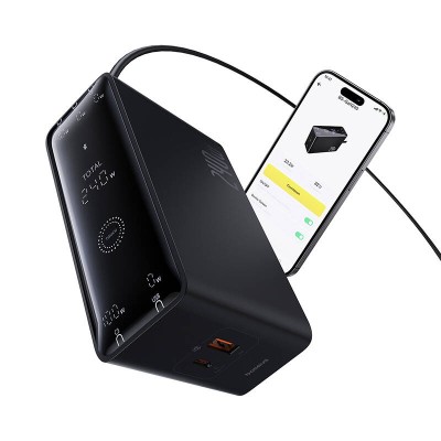 Baseus Digital GaN töltő, 3x USB-C + USB + DC, 240W + 1 m kábel (fekete)