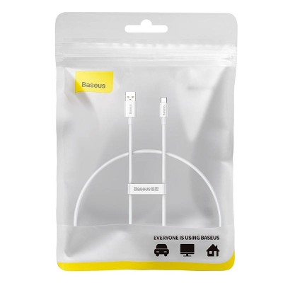 Baseus Superior USB - USB-C kábel, 100W, 0.25 m (fehér)