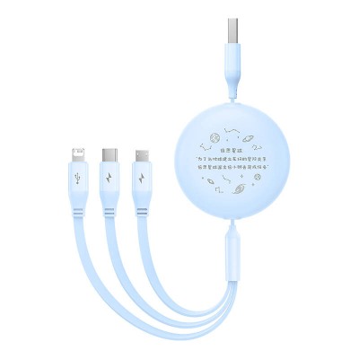 Baseus töltőkábel 3 az 1-ben USB - USB-C, USB-Micro, Lightning, 3,5A, 1.1m (kék)