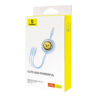 Baseus töltőkábel 3 az 1-ben USB - USB-C, USB-Micro, Lightning, 3,5A, 1.1m (kék)