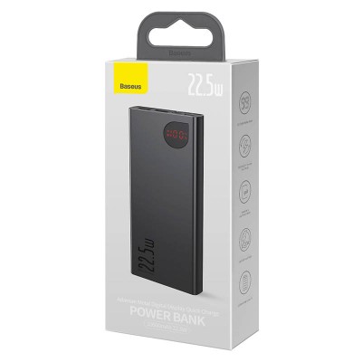 Baseus Adaman Metal Powerbank, 10000mAh , 2xUSB, USB-C, Lightning, MicroUSB 22.5W (fekete)