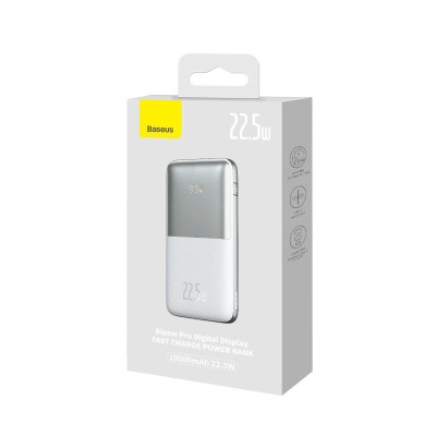 Baseus Bipow Pro Powerbank 10000mAh, 2xUSB, USB-C, 22,5W + USB-C kábel (fehér)