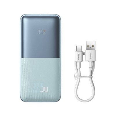Baseus Bipow Pro Powerbank 10000mAh, 2xUSB, USB-C, 22,5W + USB-C kábel (kék)