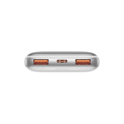 Baseus Bipow Pro Powerbank 10000mAh, 2xUSB, USB-C, 20W + USB-C kábel (fehér)