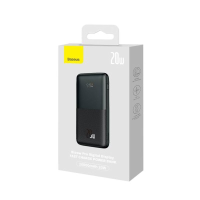 Baseus Bipow Pro Powerbank 10000mAh, 2xUSB, USB-C, 20W + USB-USB-C kábel (fekete)