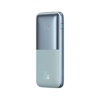 Baseus Bipow Pro Powerbank 10000mAh, 2xUSB, USB-C, 20W + USB-USB-C kábel (kék)
