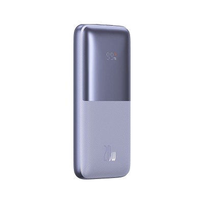 Baseus Bipow Pro Powerbank 10000mAh, 2xUSB, USB-C, 20W + USB-USB-C kábel (lila)