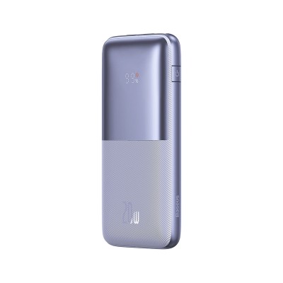 Baseus Bipow Pro Powerbank 10000mAh, 2xUSB, USB-C, 20W + USB-USB-C kábel (lila)