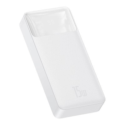 Baseus Bipow Powerbank, 2x USB, USB-C, Micro USB, 20000mAh, 15W (fehér)