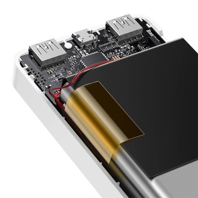 Baseus Bipow Powerbank, 2x USB, USB-C, Micro USB, 20000mAh, 15W (fehér)