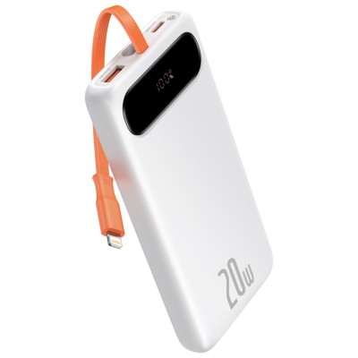 Baseus Block Power Bank 10000mAh, 20 W + Lightning kábel (fehér)