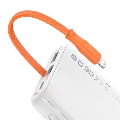 Baseus Block Power Bank 10000mAh, 20 W + Lightning kábel (fehér)
