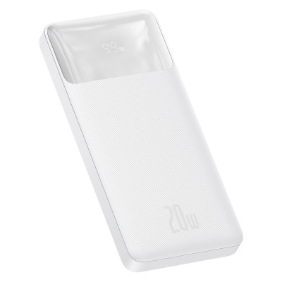 Baseus Bipow PowerBank 10000mAh, 2xUSB, USB-C, 20W (fehér)