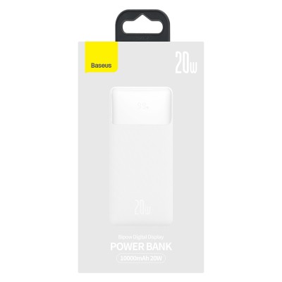 Baseus Bipow PowerBank 10000mAh, 2xUSB, USB-C, 20W (fehér)