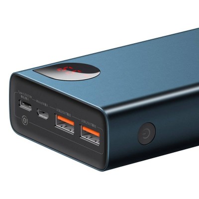 Baseus Adaman power bank 2x USB / USB-C / micro USB, 20000mAh, 65W, QC 4.0, PD, kék