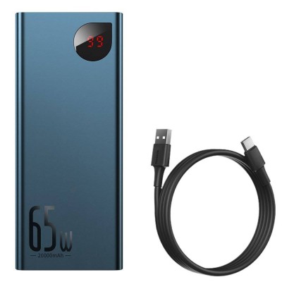 Baseus Adaman power bank 2x USB / USB-C / micro USB, 20000mAh, 65W, QC 4.0, PD, kék