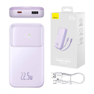 Baseus Powerbank Comet 10000mAh, USB - USB-C, lightning, 22.5W (lila)