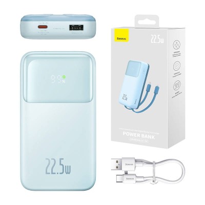 Baseus Comet Powerbank 20000mAh, USB - USB-C, Lightning, 22.5W (kék)