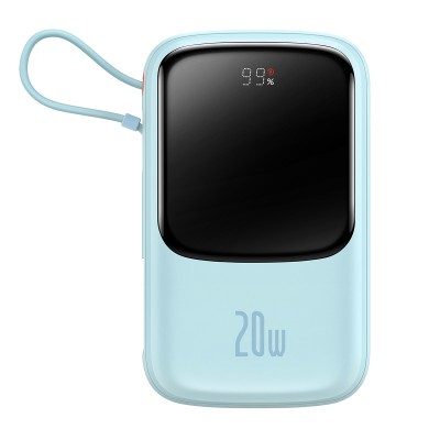 Baseus Qpow Pro Powerbank Lightning kábellel, USB-C, USB, 10000mAh, QC, 20W (kék)