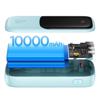 Baseus Qpow Pro Powerbank Lightning kábellel, USB-C, USB, 10000mAh, QC, 20W (kék)